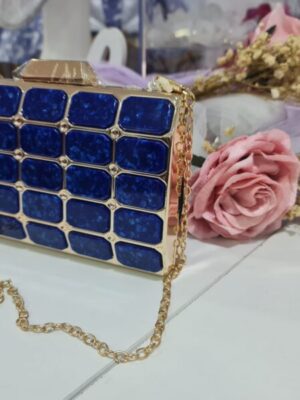 Bolso Fiesta en Nacar azul con dorado