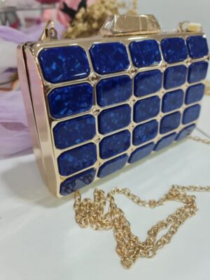 Bolso Fiesta en Nacar azul con dorado