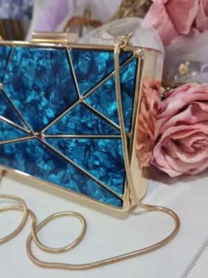 Bolso Fiesta de Nacar azul turquesa y dorado